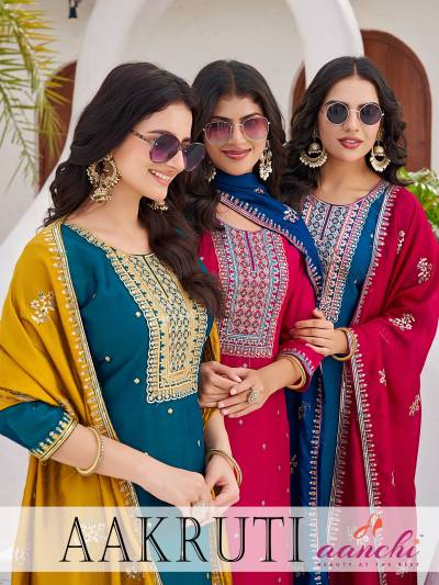 AAKRUTI BY AANCHI DESIGNER VICHITRA SILK SALWAR SUIT WHOLESALER IN INDIA